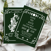 green tarot Goth save the date wedding Invitation