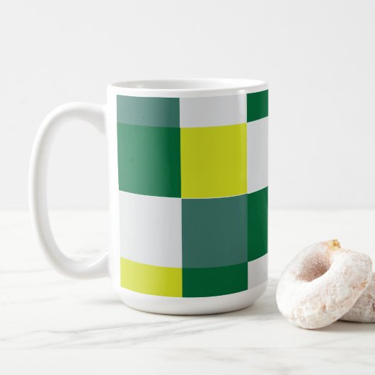 Green Tartan Check Koffiemok (Met donut)