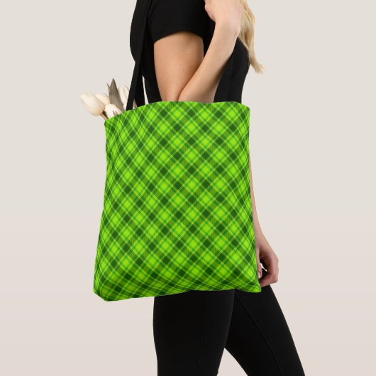 Green Tartan Checkered Plaid Pattern-57578 Draagtas (Dichtbij)