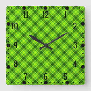 Green Tartan Checkered Plaid Pattern-57578 Vierkante Klok