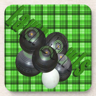 Green Tartan Lawn Bowls Design Bier Onderzetter