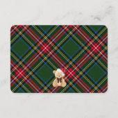Green Tartan Plaid Christmas Bear Details Informatiekaartje (Achterkant)