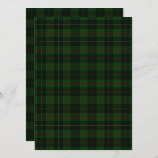 Green Tartan Plaid Scottish Motif carte plat (Devant / Derrière)