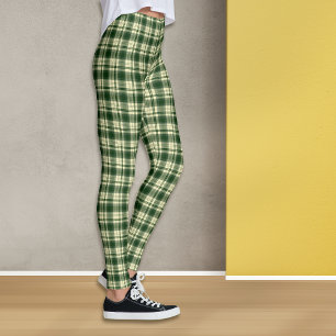Green Tartan Pset Pattern Leggings