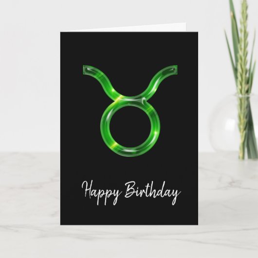Green Taurus Sign Birthday Kaart (Voorkant)