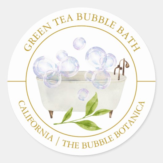 Green Tea Bubble Bath label (Voorkant)