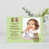 Green Tea Party Photo Invitation à la fête d'anniv (Debout devant)