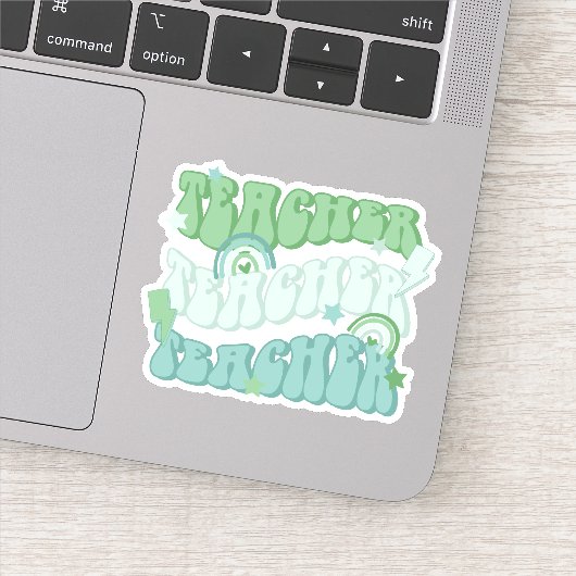Green Teacher Teacher Retro Vinyl Sticker (Detail)