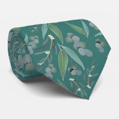 Green Teal Eucalyptus Greenery Pattern Stropdas (Opgerold)