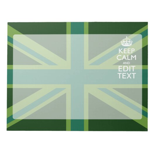 Green Teal Keep Calm And Heb Je Tekst Union Jack Notitieblok (Voorkant)