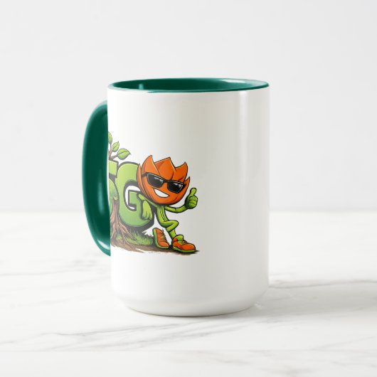 Green Tech Mascot Combo Mug Mok (Voorkant links)