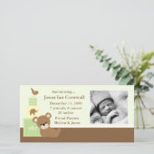 Green Teddy Bear Baby Photo Faire-part de naissanc (Debout devant)