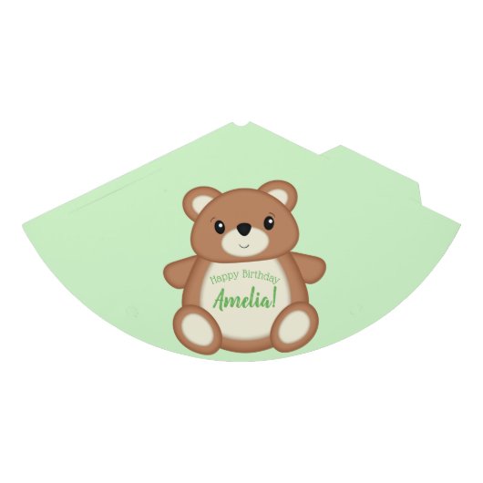 Green Teddy Bear Birthday Party Feesthoedjes (Voorkant)