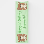 Green Teddy Bear Birthday Party Spandoek (Verticaal)