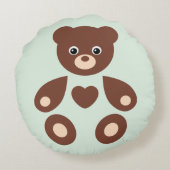 Green Teddy Bear Monogram Baby Pillow Rond Kussen (Achterkant)
