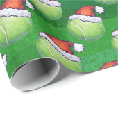 Green Tennis Ball in Santa Hat Pattern Cadeaupapier (Rol Hoek)