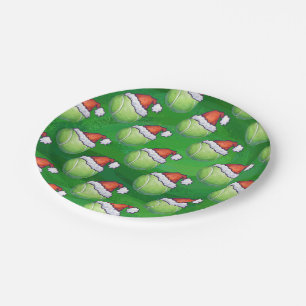 Green Tennis Ball in Santa Hat Pattern Papieren Bordje