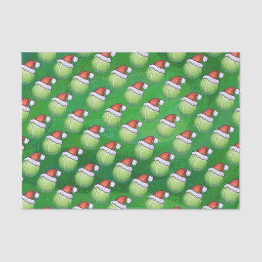 Green Tennis Ball in Santa Hat Pattern Tissuepapier (Voorkant)