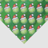 Green Tennis Ball in Santa Hat Pattern Tissuepapier (Detail)