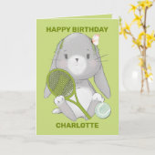 Green tennis bunny 2.0 carte personnalisable (Fleur jaune)