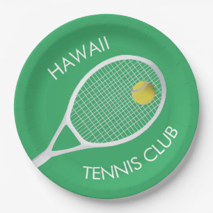 Green  Tennis Club White Racket Papieren Bordje