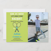 Green Tennis Invitations d'anniversaire avec photo (Devant)