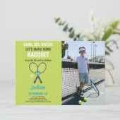 Green Tennis Invitations d'anniversaire avec photo (Debout devant)