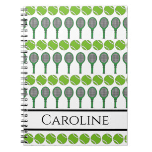Green Tennis Rackets en Balls Sports Lover Fan Notitieboek