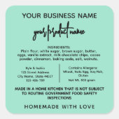 Green Texas Cottage Law étiquette alimentaire auto (Devant)