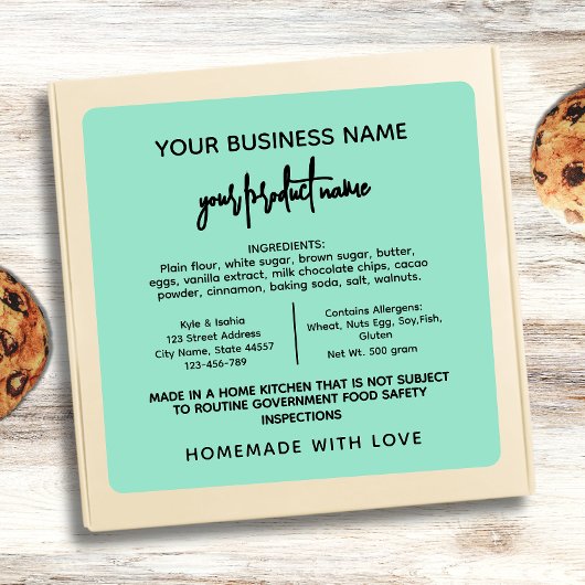 Green Texas Cottage Law étiquette alimentaire auto