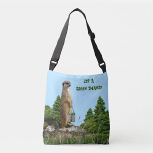 'Green Thang' Meerkat & Dragonfly (Afbeelding acht Crossbody Tas