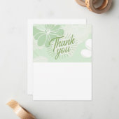 Green Thank You Note - Flat - Blank One Side Notitiekaartje (Voorkant / Achterkant in situ)