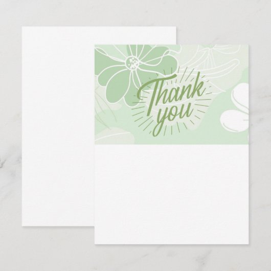Green Thank You Note - Flat - Blank One Side Notitiekaartje (Voorkant / Achterkant)
