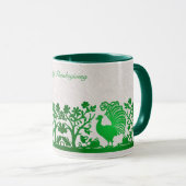 Green Thanksgiving Turkey Floral Mug (Devant droit)