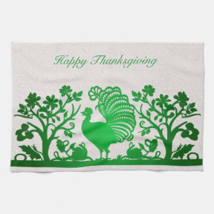 Green Thanksgiving Turquie Floral Serviette de cui