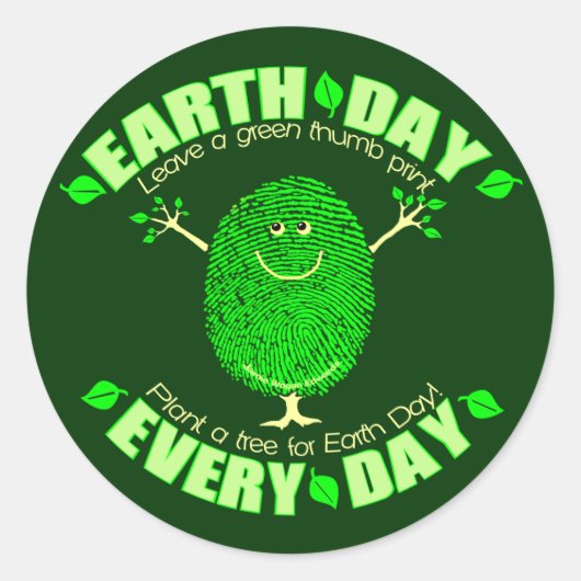Green Thumb Print Environment Earth Day Sticker (Voorkant)