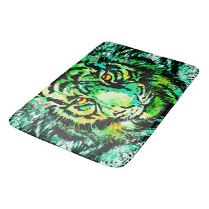 Green Tiger Artwort - Colorful Tiger Bath Mat