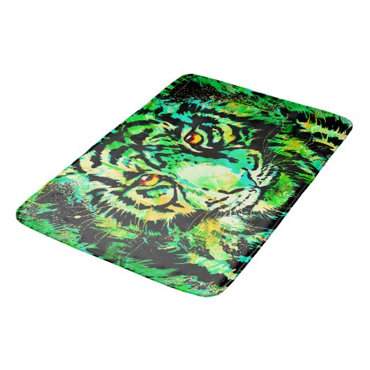 Green Tiger Bath Mat - Tiger Artwork - Wilde diere (Gekanteld)