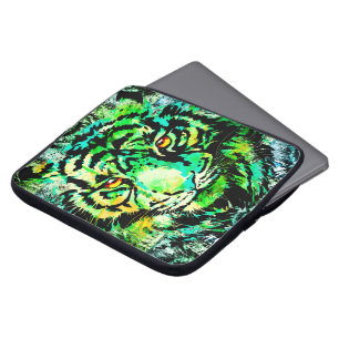 Green Tiger Head   Hogere laptophoes Laptop Sleeve