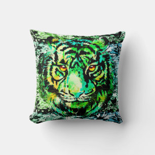 Green Tiger Head Sierkussen tijgertekening