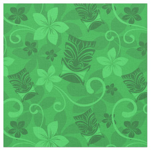 Green Tiki Mmaskers Hawaiian Stof