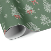 Green Toile Christmas Tree Pattern Cadeaupapier (Rol Hoek)