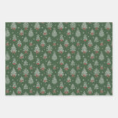 Green Toile Christmas Tree Pattern Inpakpapier Vel (Voorkant 3)
