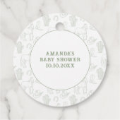 Green Toile Cowboy POP IT! Baby Shower Bedankjes Labels (Achterkant)