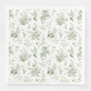 Green Toile De Jouy  Bloemen Chinoiserie Servet