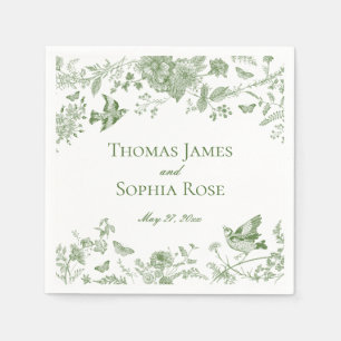 Green Toile De Jouy  Bloemen Huwelijk Servet