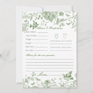 Green Toile De Jouy Floral Advies voor Baby Kaart