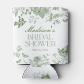 Green Toile De Jouy  Floral Vrijgezellenfeest Blikjeskoeler (Achterkant)