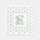 Green Toile Elephant Baby shower Servet (Voorkant)