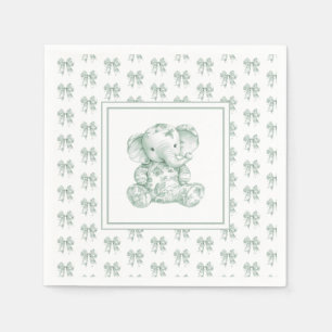Green Toile Elephant Baby shower Servet